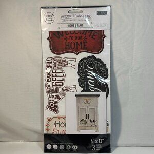 Home & Farm Decor Transfers  Re-design with Prima 6" x 12" Sheets (3) Rub On New